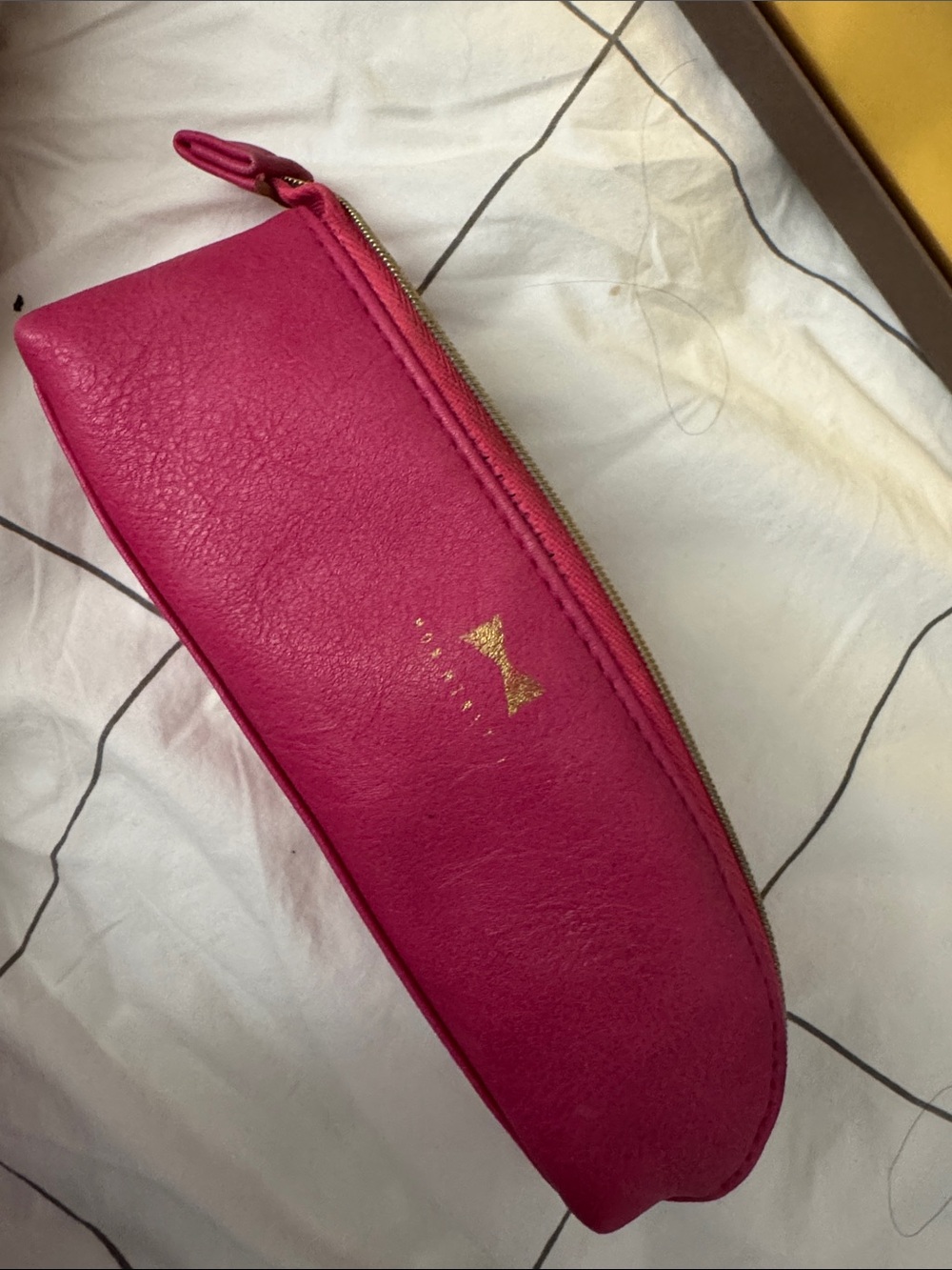 Pink Women's Zip Pouch Bag - Gold Accent